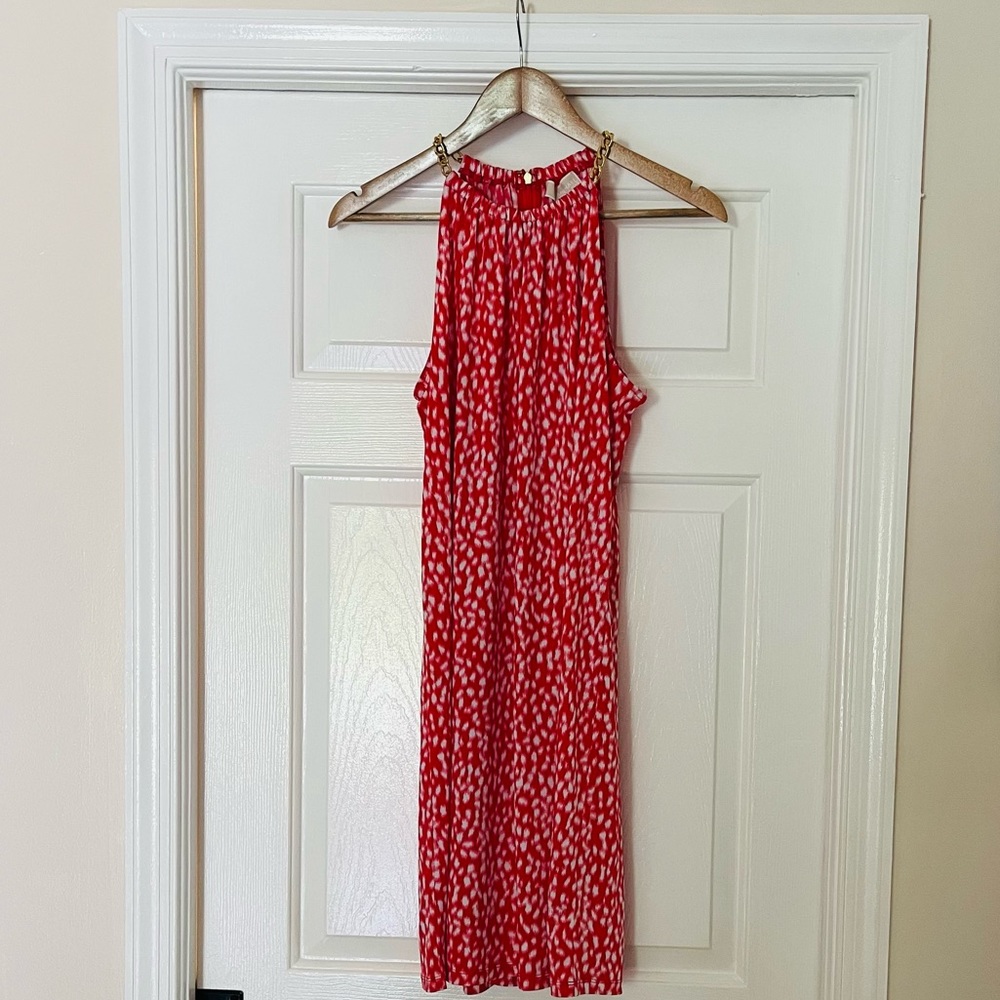 Michael Kors Perfect Summer dress w/ chain straps! Easy care- No iron! Size Med